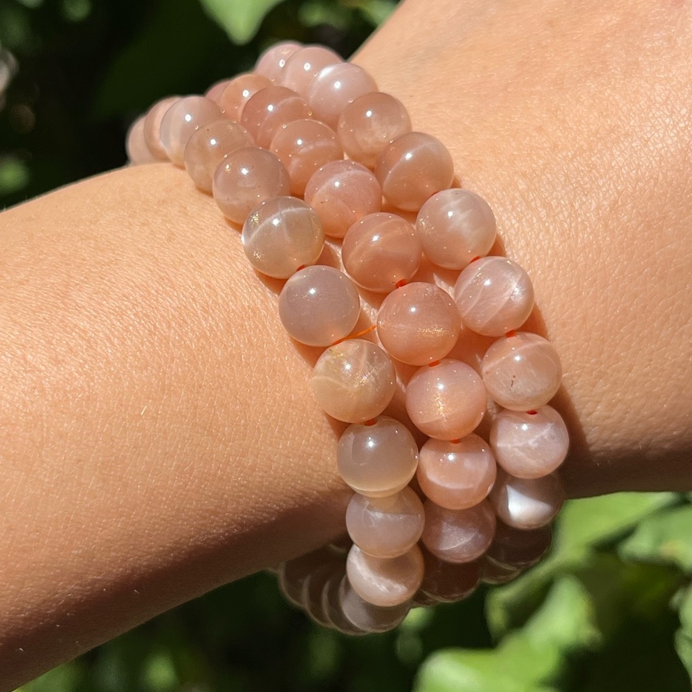 8mm‎ stretchable peach moonstone bracelet